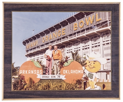 1978 Orange Bowl Plaque With Lou Holtz & Barry Switzer (Holtz LOA)